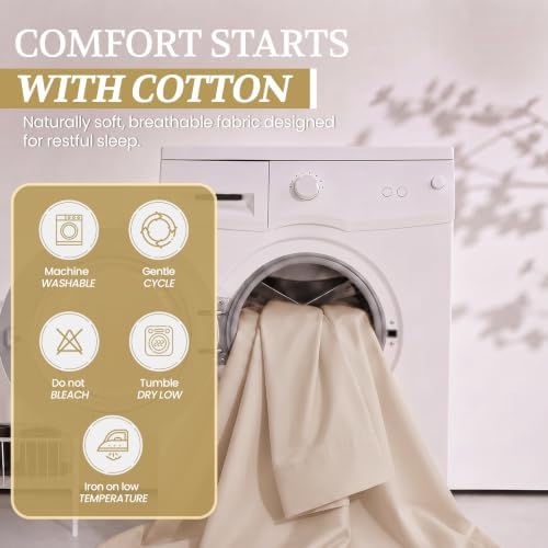 Full XL 100% Cotton Jersey Knit Sheet Set, 4PC, 15" Deep Pocket, Beige