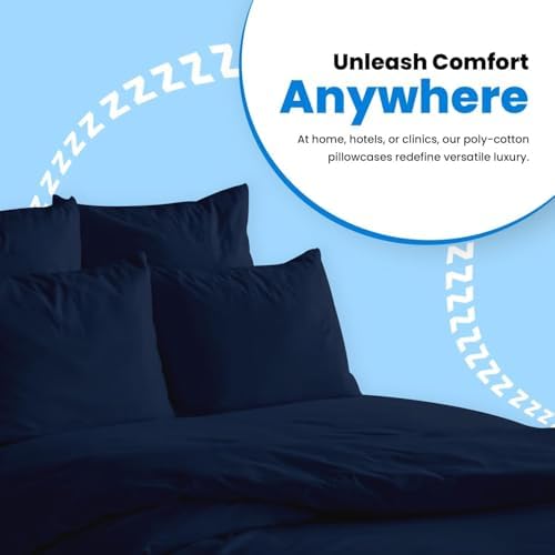 Avalon Bedding Pillow Cases Standard Size Navy Blue Pillow Cases Set of 24 Cotton Blend 200 TC Soft & Breathable Perfect for Home & Hospital, Hotel Quality Queen Pillow Protectors 30x20 Inches