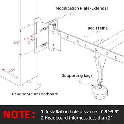 Full to Queen Conversion Kit, 4 PCS Headboard Brackets for Metal Bed Frame