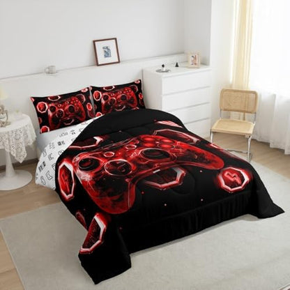 Feelyou Kids Red Gamer Comforter Set King Size for Boys Girls