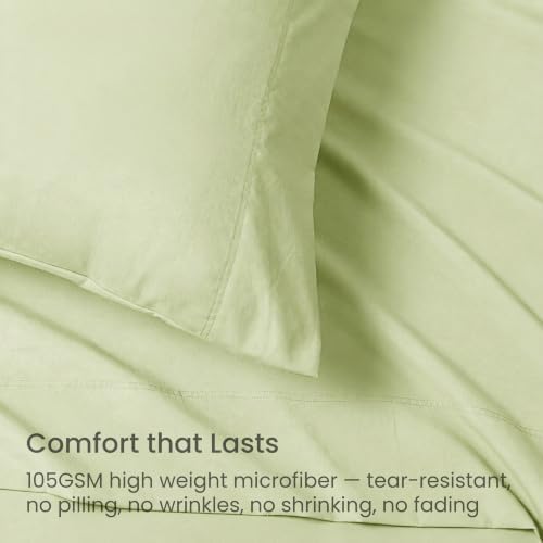 GOKOTTA 4 Piece King Size Sheet Set - Soft, Breathable & Cozy - Light Green
