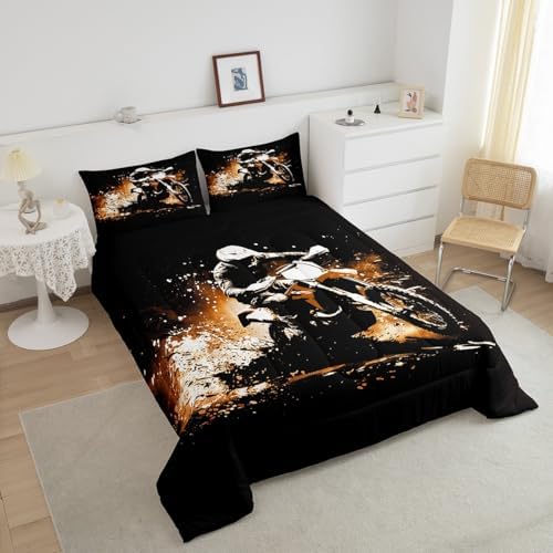 Feelyou Dirt Bike Twin Size Comforter Set for Kids Boys Girls Decor
