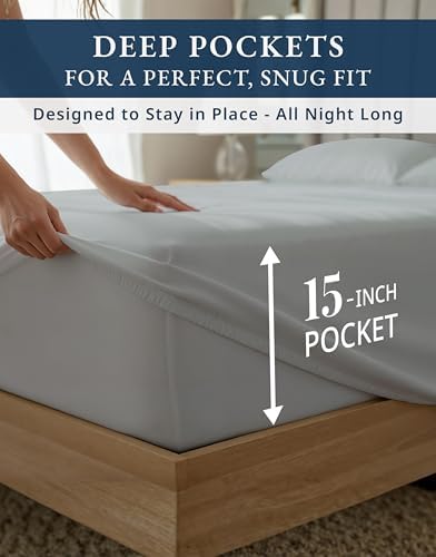 LANE LINEN California King Size Sheets Set 100% Egyptian Cotton - Silver