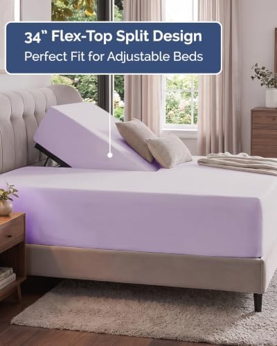 CGK Linens Deep Flex Top Split Head King Fitted Sheet - Light Lavender