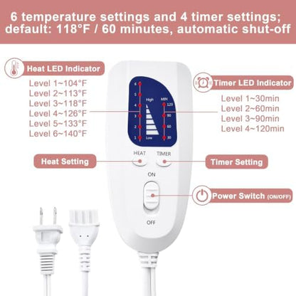 Heating Pad Electric Heat Pad, Hot Heated Pad,Multiple Temp and Timer Settings,Suitable for Shoulders, Neck, arms, Abdomen, Back, Legs, etc (Dusty Rose, 24"X12")