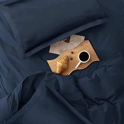 King Size Comforter Set 3 Piece, Navy Blue, 90x104 inch