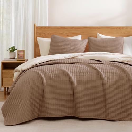 Oversized King Quilt-Brown Lightweight Bedspreads Quilt Bedding Set