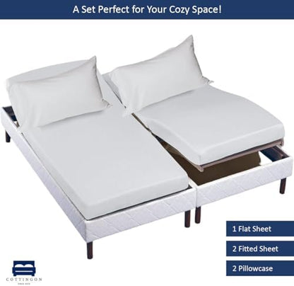 Cottingon 5 PC Split King Sheets Fits 16" Deep, Egyptian Cotton, White