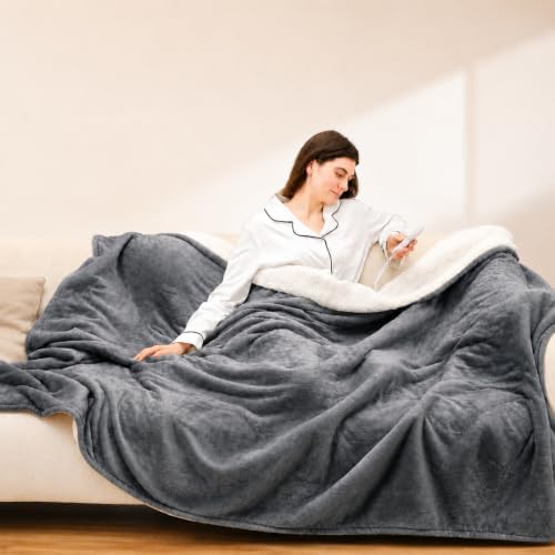 Heated Throw Blanket, 50"x60", Gray