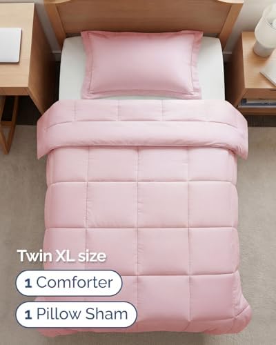 Twin XL Comforter Set - Lavender Pink All Season Bedding - 2 Piece Bed Set