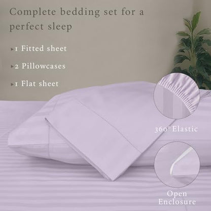 Threadmill 500 Thread Count Cotton Queen Sheet Set, Damask, Lilac, 4-Piece