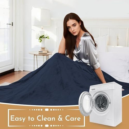 Electric Heated Blanket Full Size 72"x84", Dark Blue