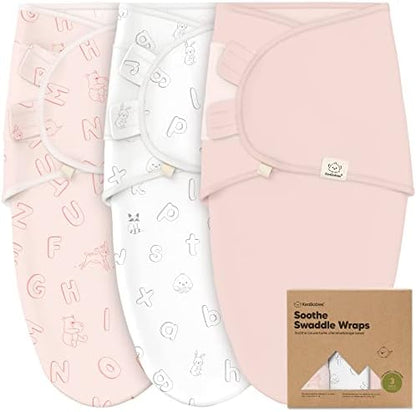 KeaBabies 3-Pack Organic Baby Swaddles for Newborns, ABC Land Rose, 0-3M