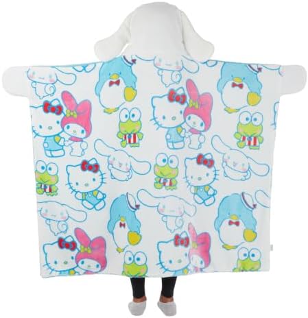Franco Sanrio Hello Kitty & Friends Cinnamoroll Plush Hooded Throw, Kids Bedding Super Soft Blanket, 50 in x 40 in, (Officially Licensed Product)