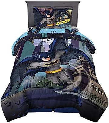 Franco Kids Bedding Super Soft Comforter and Sheet Set, 4 Piece Twin Size, Batman