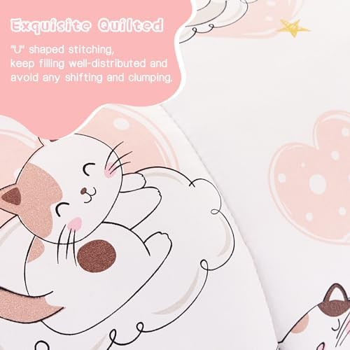 Yibeizi Cat Kids Full Bed Comforter Set for Girls Kitty Bedding