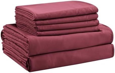 Cal King Size Sheets Set - 6 Piece Luxuriously Soft & Cooling Sheets Cal King Size - Ultra Soft 16" Deep Pocket Cal King Sheet Set - Fitted Sheet & Pillowcase Sets (Cal King Burgundy)