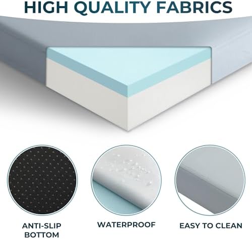 Kingfun 3 Inch CertiPUR-US Memory Foam Camping Mattress Pad, Waterproof Roll up Sleeping Pad, Thick Floor Sleeping Mats for Tent with Removable Travel Bag