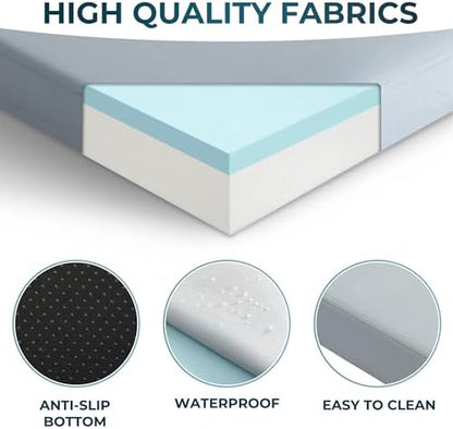 Kingfun 3 Inch CertiPUR-US Memory Foam Camping Mattress Pad, Waterproof Roll up Sleeping Pad, Thick Floor Sleeping Mats for Tent with Removable Travel Bag