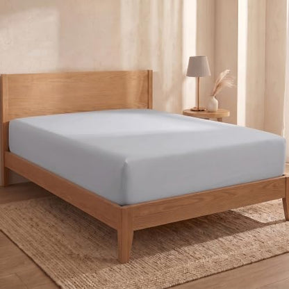 BIOWEAVES 100% Organic Cotton 1 King Size Fitted Sheet Only | 300 Thread Count Sateen Weave GOTS Certified with Deep Pocket - Glacier Gray