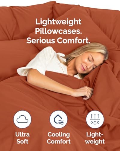 King Pillow Cases Set of 8 - Ultra Soft Pillowcase Covers - Terracotta