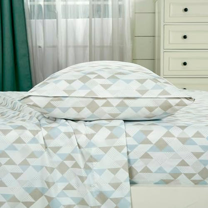 Chezmoi Collection 4-Piece Lodge Geometric Sheet Set Queen - Multicolor Triangle Geometric Shapes Printed Brushed Microfiber Lightweight Breathable Deep Pocket Bed Sheets