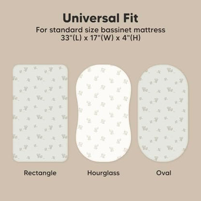 2-pk Organic Baby Bassinet Sheets Boys, Girls, Bassinet Fitted Sheet (Elly)