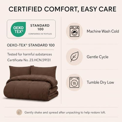 CozyLux Twin XL Comforter Set Brown - 5 Pieces Twin XL Bed in a Bag