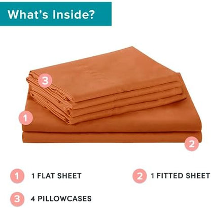 Comfort Spaces Microfiber 14" Deep Pocket, Queen Sheet Set 6 pcs, Orange