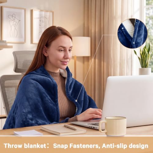 Heated Electric Blanket Full, Heating Blanket,72" x 84", Navy Blue