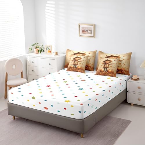 Erosebridal Autumn Farm Twin Comforter Set 7 Piece for Kids Boys Girls Scarecrow Fall Harvest Bed in A Bag with Sheets Pumpkin Maple Leaf Print Bedding Set Brown Retro Bed Set Room Decor