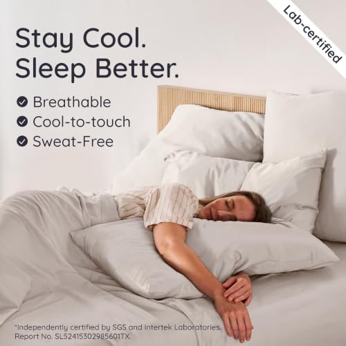 Bambaw 100% Viscose Derived from Bamboo Twin Size Sheets Set – 4-Piece Cooling Twin Sheets Set, Lightweight, Silky Soft & Breathable, Helps Keep You Cool & Dry All Night (Sand)