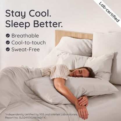 Bambaw 100% Viscose Derived from Bamboo Twin Size Sheets Set – 4-Piece Cooling Twin Sheets Set, Lightweight, Silky Soft & Breathable, Helps Keep You Cool & Dry All Night (Sand)