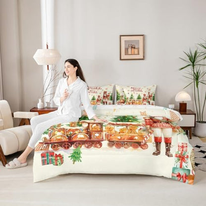 Erosebridal Merry Christmas 7 Piece Bedding Set King Cute Nutcracker Comforter Set with Sheets Xmas Vintage Farmhouse Bed in a Bag Yellow Kawaii Gingerbread Man Bed Sets Comforter