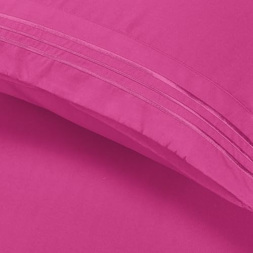 Elegant Comfort Luxury 5-Piece Bed Sheet Set - Luxury Bedding 1500 Premium Hotel Quality Microfiber, Wrinkle Resistant Cool & Breathable, Easy Elastic Fitted, Split King, Hot Pink