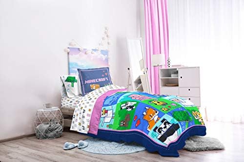 Minecraft Twin Comforter Set 5 Piece Soft Kids Bedding for Girls, Multi