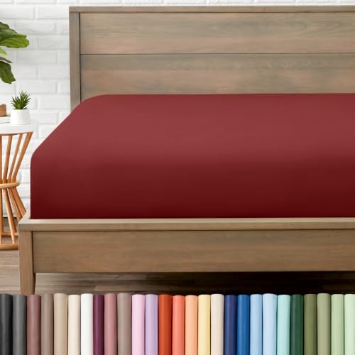 Bare Home Queen Fitted Sheet - 1800 Ultra-Soft (Queen, Rosewood)