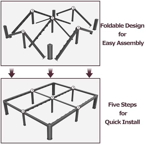 Bilily 6 Inch Low Bed Frame King with Round Corner Legs,3500 LBS Heavy Duty Low Profile King Size Bed Frame Metal Platform, No Box Spring Needed, Easy Assembly, Noise-Free, Headboard Compatible,Black