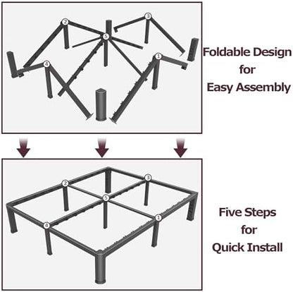 Bilily 6 Inch Low Bed Frame King with Round Corner Legs,3500 LBS Heavy Duty Low Profile King Size Bed Frame Metal Platform, No Box Spring Needed, Easy Assembly, Noise-Free, Headboard Compatible,Black