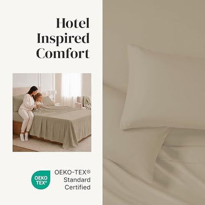 Modern Threads Soft Microfiber Solid Sheets - Luxurious Microfiber Bed Sheets - Includes Flat Sheet, Fitted Sheet with Deep Pockets, & Pillowcases Taupe California King