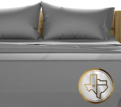 TEXAS LINEN CO. 100% Egyptian Cotton Sheets Queen Size - 1500 Series High Thread Count Queen Bed Sheets Set (4 PC, Dark Grey), 17" Deep Pocket Luxury Hotel Bedding Set - Couture Comfortin' Collection