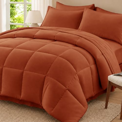 Anluoer King Size Comforter Set, 7 Piece Bed in a Bag King Bedding Sets