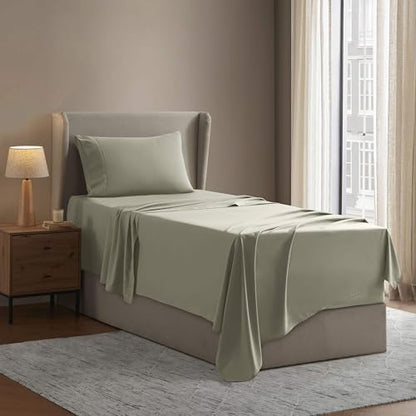 Nestl Twin XL Sheet Set - Bed Sheets - Light Green - 3-Piece Deep Pocket