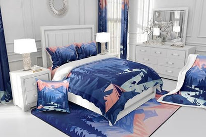 Woodland Comforter Set Toddler Size,Pine Tree Boho Bedding Set for Kids Girls Boys Adults Room Decor,Rustic Style Nature Botanical Duvet Insert 2Pcs,Polka Dot Snowflake Plant Quilt Set,1 Pillowcase
