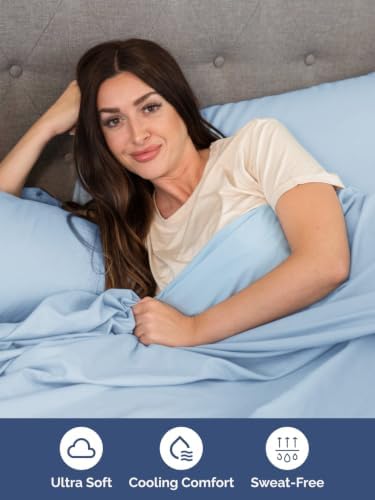 Extra Deep Pocket Full Size Sheet Set - Breathable & Cooling - Light Blue