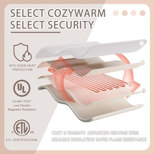 Heated Blanket Twin 62" x 84", Checked Electric Blanket, Gray