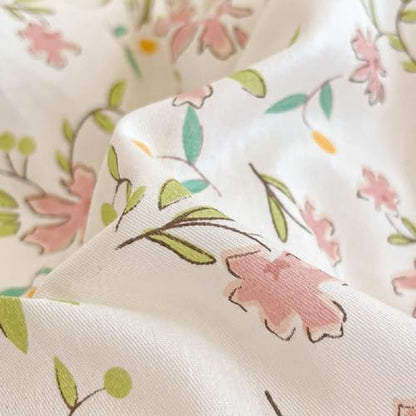 Girls Pink Floral Duvet Cover Twin XL Soft 100% Cotton Aesthetic Flower Bedding Set Vintage Botanical Comforter Cover Breathable Cottagecore Bedding Set 1 Twin XL Duvet Cover with 2 Pillowcases