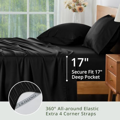 Bamboo Viscose Sheet Set Queen Size, Cooling Sheets Bed Set 4pcs