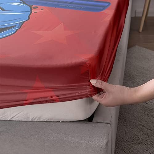 HOSIMA Boys Teens Baseball Bedding Set Full,1 Fitted Sheet+2 Pillowcases.