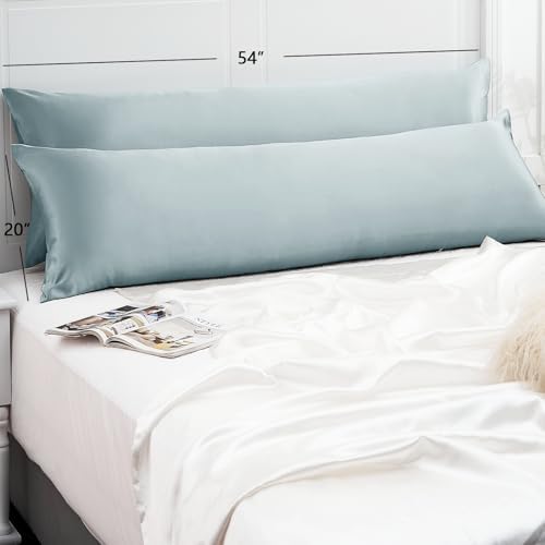 Vielit Satin Body Pillow Pillowcase 1pc,Silky Body Pillow Cover Similar to Silk Pillow Cases Soft Body Pillow Case 20x54 & Envelope Closure,Gift for Women Men Sage Green & 1 Satin Scunchie